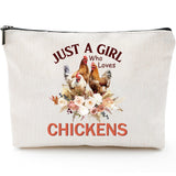 Sitsink Funny Gifts for Chicken Lovers - Just a Girl Who Loves Chickens Unique Gifts for Women, Rooster Flower Bouquet Makeup Ba