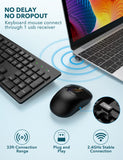 Wireless Keyboard and Mouse, WisFox Full-Size Wireless Mouse and Keyboard Combo, 2.4GHz Silent USB Wireless Keyboard Mouse Combo