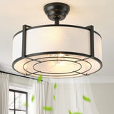 YMKSKJ 20 Black Fandelier Ceiling Fans with Lights, Boho Rattan Ceiling Fan with Light Remote Control, Caged Mid-Century Modern