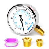MEANLIN MEASURE 0~100Psi Stainless Steel 1/4 NPT 2.5 FACE DIAL Liquid Filled Pressure Gauge WOG Water Oil Air Lower Mount, with
