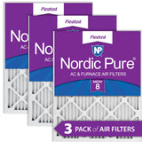 Nordic Pure 20x24x1 (19 1/2 x 23 7/16 x 3/4) Pleated MERV 8 Air Filters 3 Pack