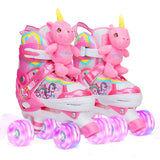 Unicorn Doll Kids Toddler Roller Skates for Girls,WESKIFAN Quad Skating Shoes With Shiny Light up Wheels&Adjustable Sizes Beginn
