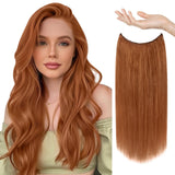 Sunny Wire Hair Extensions Real Human Hair Fish Line Human Hair Extensions Invisible Wire Extensions Copper #350 18 Inch
