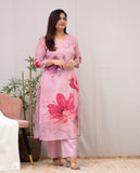 Anni Designer Women'S Rayon Viscose Straight Printed Kurta With Pant (Susan Pink_Xl_Pink_X-Large),Pink,XL,Rayon,Regular,