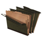 Pendaflex 59254 SureHook Reinforced Hanging Folder, 2 Dividers, Letter, 1/5 Tab, Green, 10/Box