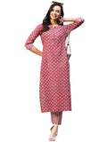 Anni Designer Women'S Cotton Blend Straight Printed Kurta With Pant (Gapati Maroon_M_ Maroon_Medium),Maroon,M
