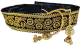 Navti Creations WomenS Black Bridal Belt (Kamarband) With Flower Zari Embroidery In Velvet With String (Adjustable)