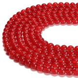 jodaying 10mm Red Dyed Jade Smooth Round Natural Gematone Loose Beads for Jewelry Making DIY Findings 1 Strand 15