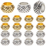 SOFPLATE 1 Box 160Pcs Metal Large Hole Rondelle Beads European Spacer Bead Bulk Silver Golden Iron Tibetan Tube Column Loose Bea
