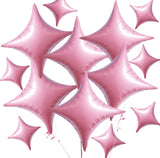 TONIFUL 30Pcs 26In&10In Star Balloons Large Pink Four Pointed Star Shape Foil Balloons Mini Star Mylar Balloons for Birthday Wed