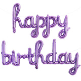TONIFUL Purple Happy Birthday Balloons 16 Inch Purple Mylar Foil Script/Cursive Letters Balloons Sign Banner Reusable Material f