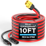 Mc4 to Xt60, 10FT Xt60 Connector Solar Charge Cable, 12AWG Pure Copper Solar Panel Mc4 to XT60 Extension Adapter Cable, Waterpro