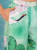 Anni Designer Women'S Cotton Blend Straight Printed Kurta With Palazzo (Swans See Green-Nw_Xl_See Green_X-Large),See Green,XL,,,