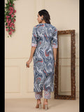 Gosriki Women'S Cotton Blend Printed Straight Kurta With Pant (Charan-Grey-Gs_Xl_Grey_X-Large),Grey,,B0CDPWLKMK