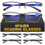 AIMISUV 6Pack Reading Glasses Men, Spring Hinge Blue Light Blocking Readers, Lightweight TR90 Computer Magnifying Eyeglasses (3.