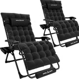 Amopatio Oversized Zero Gravity Chair with Cushion, XL Folding Outdoor Lounge Reclining Patio Chair with Tray/Footrest/Headrest