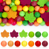 FYSUIMU 112Pcs Fall Maple Leaf Silicone Focal Beads Autumn Orange Green Color Loose Rubber Bead Round Spacer Beads for Thanksgiv