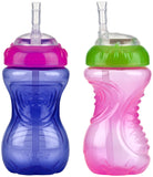 Nuby 2-Pack No-Spill Cup with Flex Straw, 10 Ounce, Colors May Vary