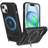 ZHOGTNEG for Magnetic Heat Dissipatio case for iPhone 15 Plus, for MagSafe, Cooling Drop Protection, Adjustable Kickstand case,