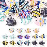 Elecrelive 16Pcs Ceramic Fish Beads Famille Rose Porcelain Beads 8 Colors Tropical Fish Charms for DIY Bracelets Earring Necklac