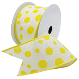 Morex Ribbon Wired Linen Bubble Dots Ribbon, 2.5 inches by 10 Yards, Yellow, 7578.60/10-605