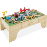 Best Choice Products Large 50in 35-Piece Train Table, Multipurpose Wooden Toy Activity Playset for Children w/Tracks, Reversible