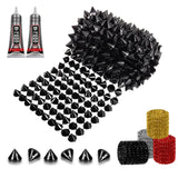 1 Yard Spike for Crafts Stude for Clothing, Black Spike Stud with Glue, Cone Flatback Plastic Trim Mesh for Holloween Party Deco