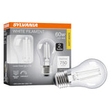 Sylvania A15 Clear Globe LED White Filament Bulb, 7.5W, Dimmable, 750 LMS, Medium Base, 2700K, Soft White - 2 Pack (42247)