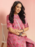 Anni Designer Women'S Rayon Viscose Straight Printed Kurta With Pant (Kasit Pink-Vks01_Xl_Pink_X-Large),Pink,XL,,,