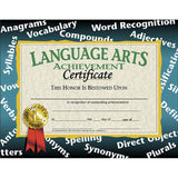 Hayes Language Arts Achievement Certificate, 8.5 x 11, Pack of 30 (HVA585)
