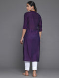 Libas Women'S Silk Woven Design Straight Kurta (268790R Purple Purple L