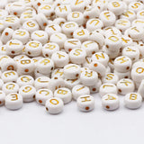 DAHI 2000Pcs Round Acrylic Gold Alphabet Beads A-Z Cube Letters Beads for Bracelets Necklaces Jewelry Making(4 * 7mm 2000pcs)