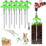 12 Pack 8 Screw in Tent Stakes Heavy Duty- Ground Anchors Screw- Tent Pegs Camping Stakes- Hex Pegs Drillable Tent Stakes and He
