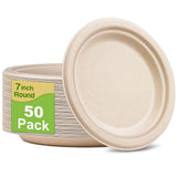 GREENESAGE Small Paper Plates 50 Pack, 7 inch Dessert Paper Plates, 100% Compostable Plates Natural Recycled Paper Plates, Dispo