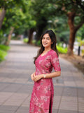 Anni Designer Women'S Rayon Viscose Straight Printed Kurta With Pant (Tisur Pink-Vks01_Xxl_Pink_Xx-Large),Pink,2XL,,,