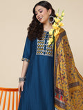 Shiv Textiles Silk Embroidered Kurta Set For Women (224-Blue-Xl)