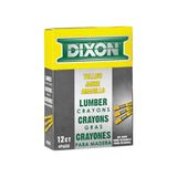DIXON Industrial Lumber Marking Crayons, 4.5 x 1/2 Hex, Yellow, 12Pack (X49600)