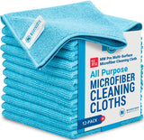 12 x 12 MW Pro MultiSurface Microfiber Cleaning Cloths | Blue 12 Pack | Premium Microfiber Towels for Cleaning Glass, Kitch