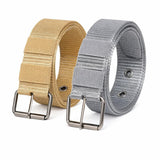 MenS Tactical Nylon Belt With Metal Buckle, Khaki And Grey, Adjustable, 2 Pack
