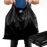 AmazingSpark 200 Pack 25 x 15 x 6 Extra Large Black Plastic Shopping Bags(0.6 Mil Thick) Reusable Heavy Duty Large T-shirt