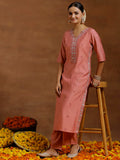 Libas Women'S Silk Blend Kurta Sets (Gs933_Peach_Xl)