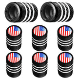 Tire Valve Stem Cap Metal with Plastic Liner 8 Pack, Corrosion Resistant, Anodized Aluminum, Leak-Proof American Flag,Universal