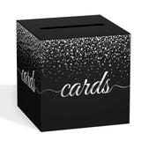 Black Card Box for Party, 8.7 Cards Star Silver Foil Design Gift Cards Receiving Box Holder for Wedding, Bridal Shower, Graduati