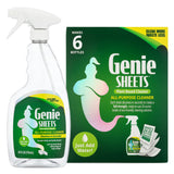 Genie Sheets All Purpose Cleaner | 1 Bottle with Sprayer + Concentrate Makes 6 24oz Refills | ProfessionalStrength | Just Add W