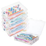 Qunclay 6 Pcs 9 x 8.7 x 2 inches Plastic Storage Box with Lid Multipurpose Craft Organizers Plastic Containers Clear Pencil Case