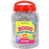 8000+ pcs Pony Beads Bulk for Bracelet Grey Plastic Beads Making for Hair Braiding DIY Crafts Kandi Jewelry Key Chains and Ornam