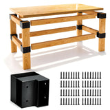 Heavy Duty Workbench Bracket Kit - 3-Way Corner Brackets, 4-Pack Right Angle DIY Workbench Kit for 2x4 Lumber (Actual 1.5x3.5),