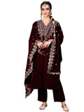 Libas Women'S Velvet Kurta Set (36974_Burgundy