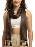 Gale Girls Scarf For Women Stylish|Ladies Fashion Stole|Summer Neck Wrap|Boho Beach Tassel Design For Travel Casual Wear|Brown C