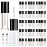 50pcs 2.5ml Empty Lip Gloss Containers Lip Gloss Tubes with Wand Cute 0.08oz Clear Refillable Lipgloss Making Supplies Kit for D